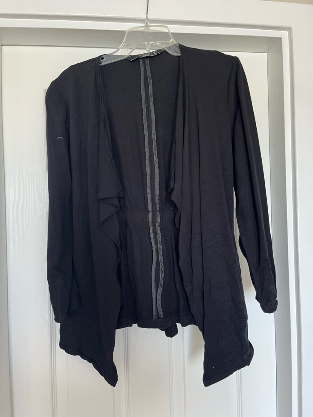 Stoosh Black Draped Cardigan with Tie